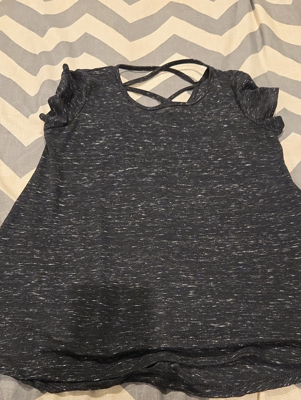 SO Charcoal Heather Crisscross Short Sleeve Top